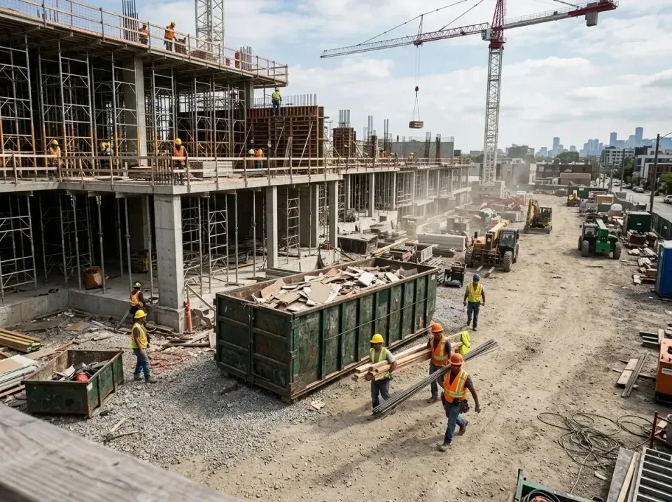 commercial-construction-site-w-002 — frequently asked questions, Low Cost Construction Dumpster Rental in Victoria, MN